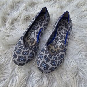 RETIRED WOMENS ROTHY'S  SMOKE GRAY  LEOPARD PRINT  ROUND TOE FLAT SHOES Size 7
